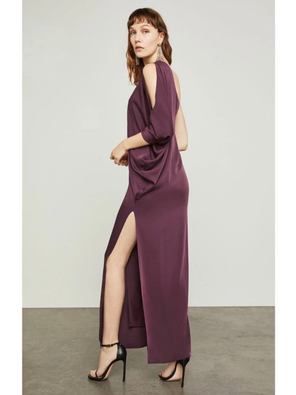 BCBGMAXAZRIA Venetian Rose Cascading One Shoulder Gown Maxi Dress Greek Goddess - Picture 14 of 14